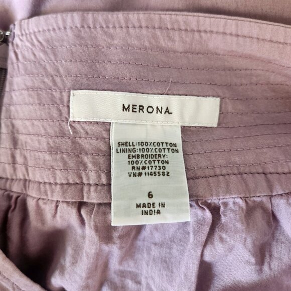 6 MERONA knee length SKIRT lined embroidered pink mauve 100% cotton dusty rose - Picture 4 of 9